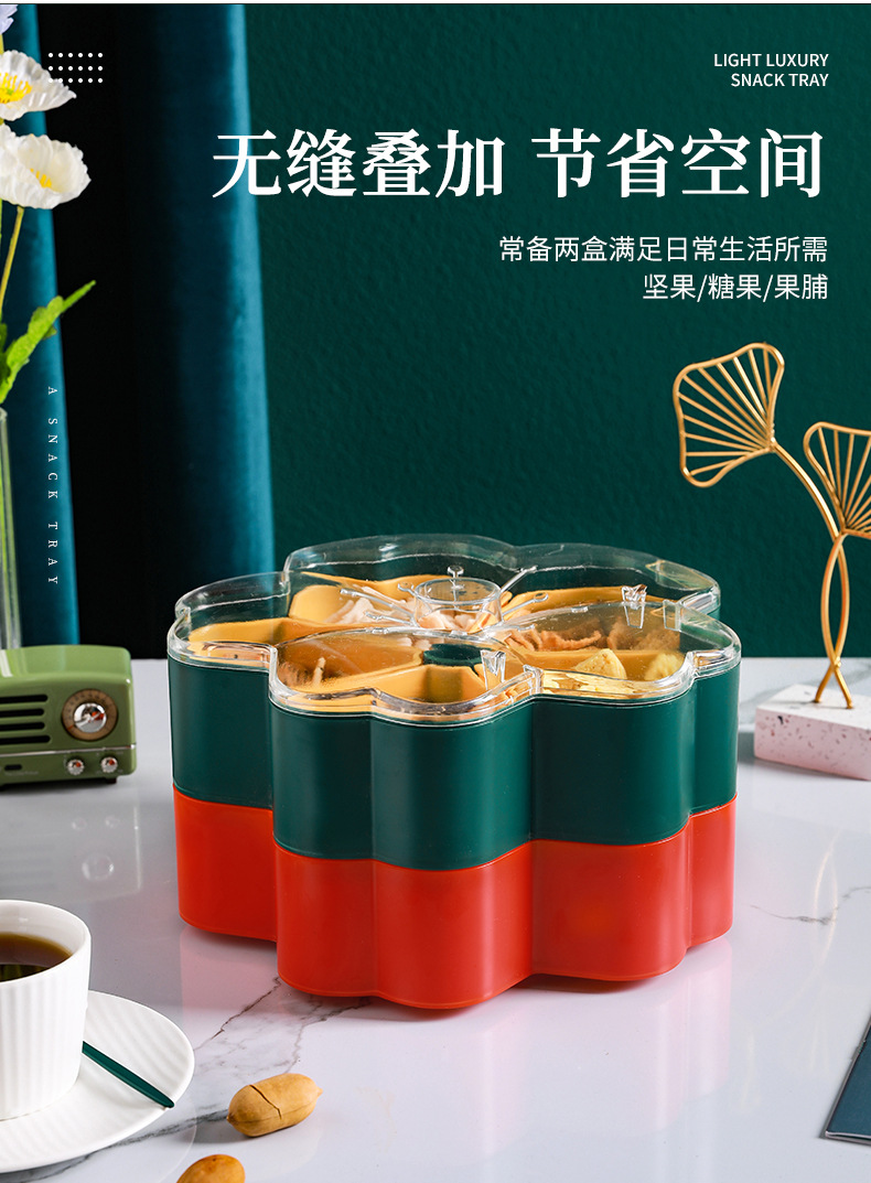 Nordic-style rotating snack candy box desktop creative compartments dried fruit plate transparent lid two-color detachable melon seed plate pic 7