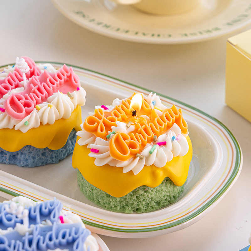 大豆蜡甜品蛋糕香薰蜡烛礼盒摆件生日可爱无烟手工造型香薰蜡烛