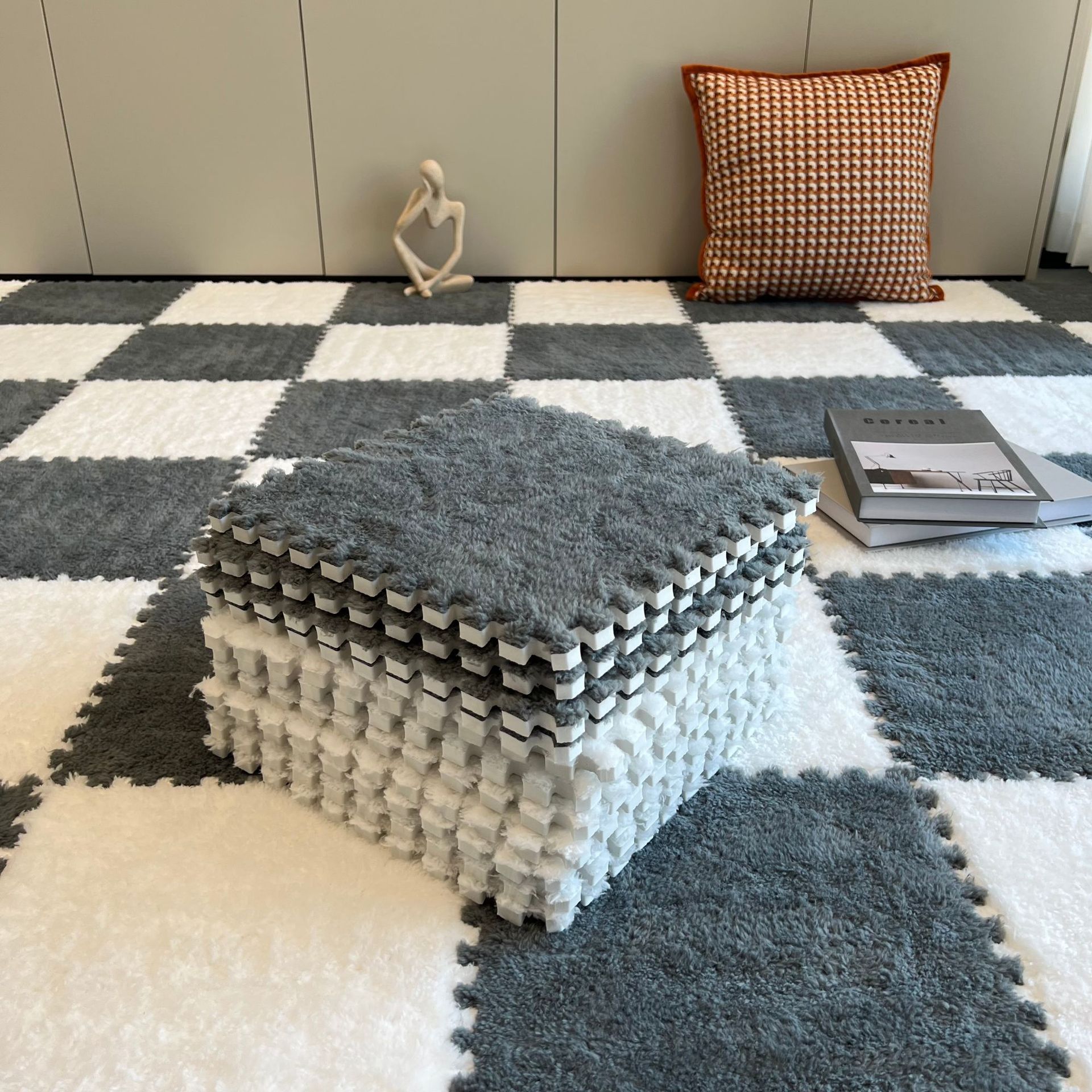 Plush carpet for the bedroom, full bedding, children's crawling, patchwork floor MATS, balcony bay window MATS can be cut Specification image