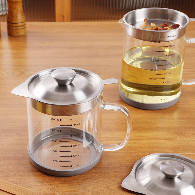 油壶批发博绿雅食品级轻奢密封大容量刻度玻璃滤油壶油瓶厨具
