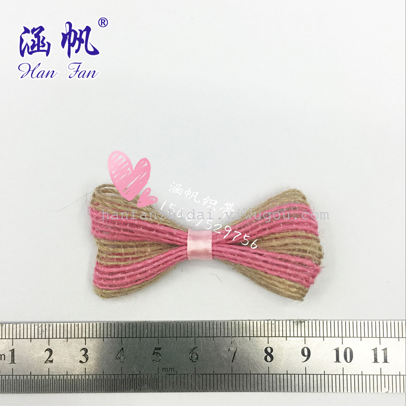 Top-quality pink hemp rope woven bow tie and bow tie accessory, retro tie decoration, fashionable and versatile for women Specification image
