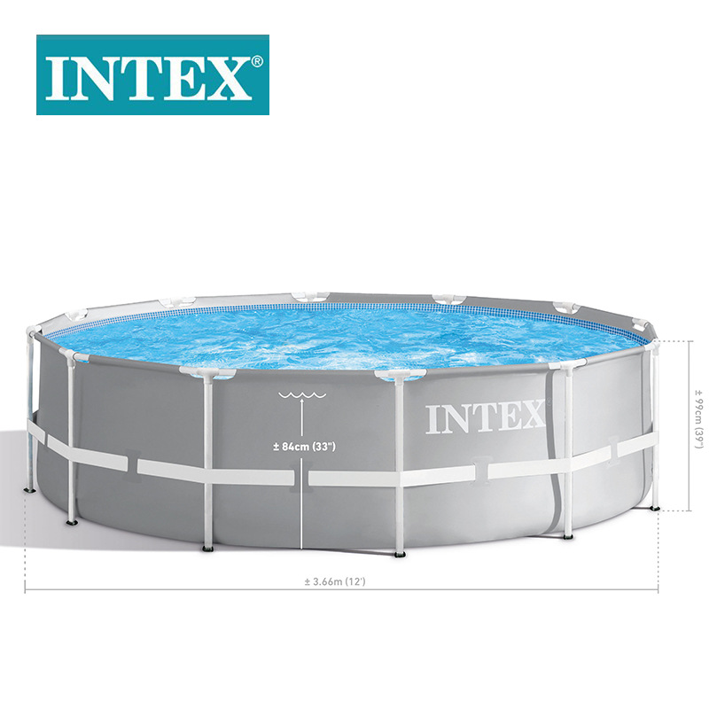 INTEX26716 Outdoor swimming pool 10-foot grey circular tube frame water pool set, children's water play pool wholesale Item Picture