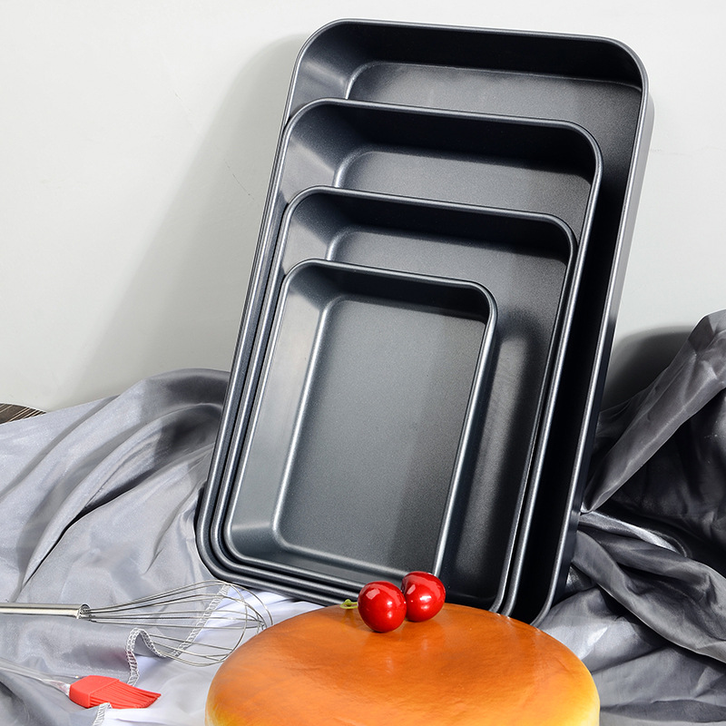 Factory direct sales rectangular baking trays, carbon steel non-stick deep baking trays, cake molds, cookies, bread, household carbon steel baking trays