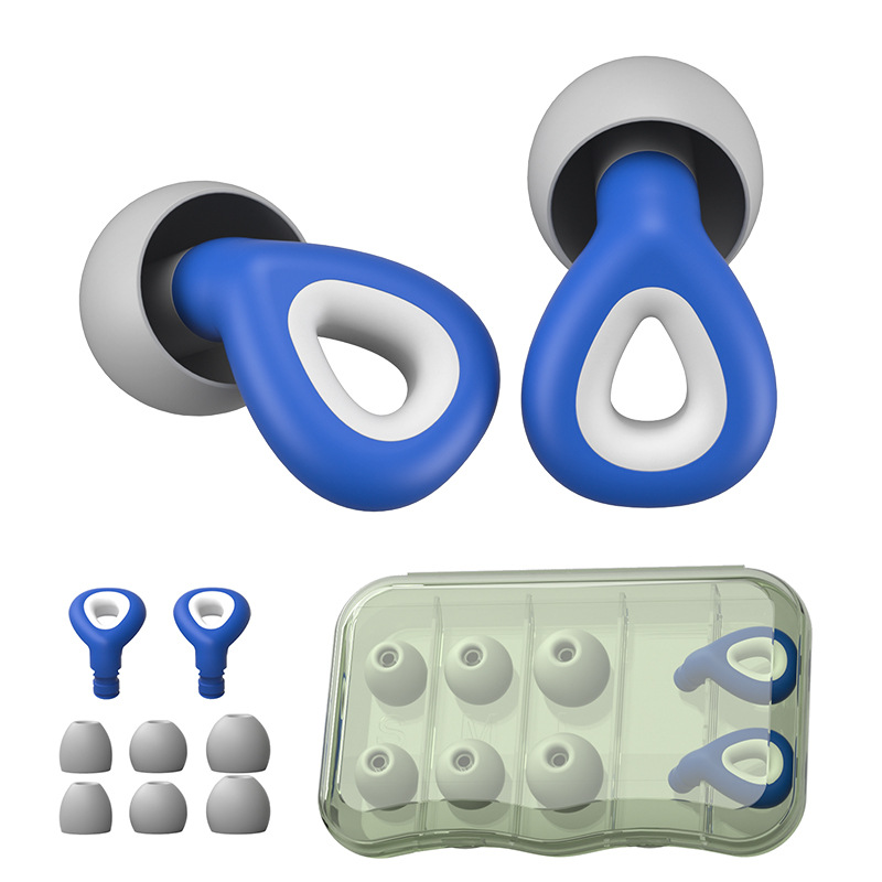 Silicone noise-cancelling earplugs, swimming waterproof, silent, sleeping, student hearing protection, full-size earplugs, English packaging Item Picture