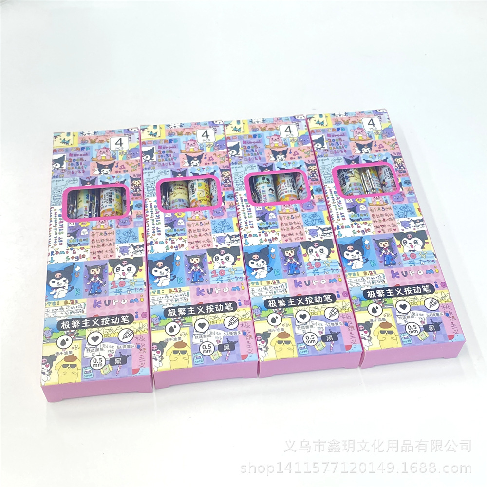 Cartoon cute press pen st High appearance level student practice pen, girl gel pen, comic style black gel pen details Picture