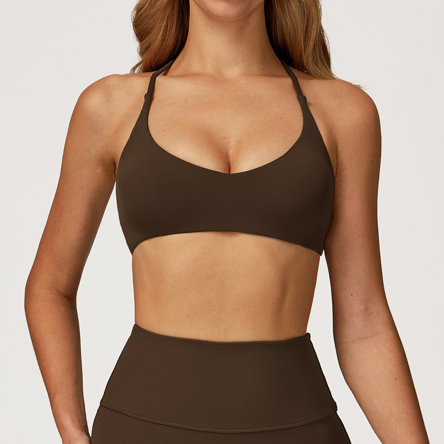 瑜伽上衣吊带/内衣/不透工字背心/sportsbra/瑜伽套装白底实物图