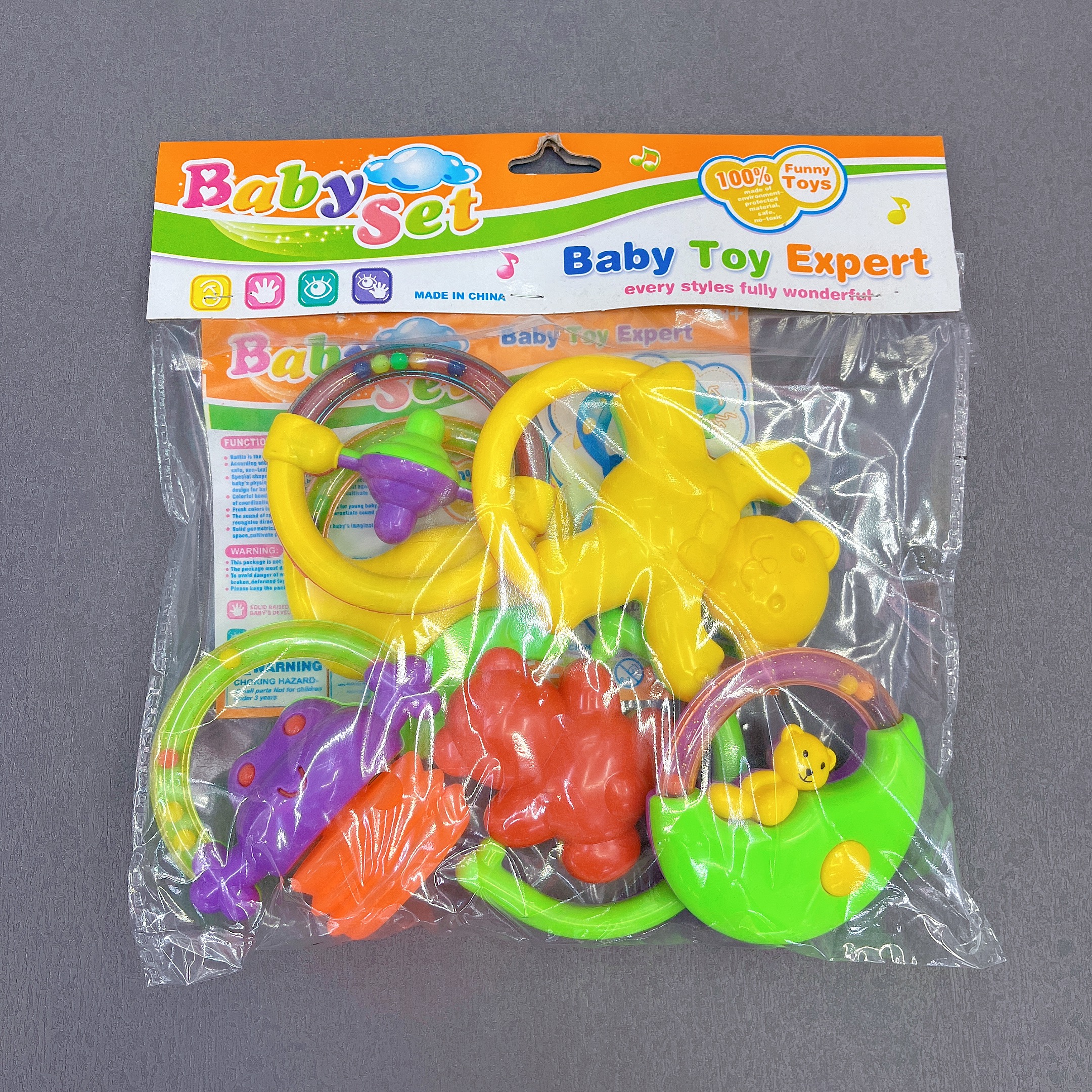 婴幼儿摇铃母婴新生儿宝宝岁玩具 塑料手摇铃袋装,6个装