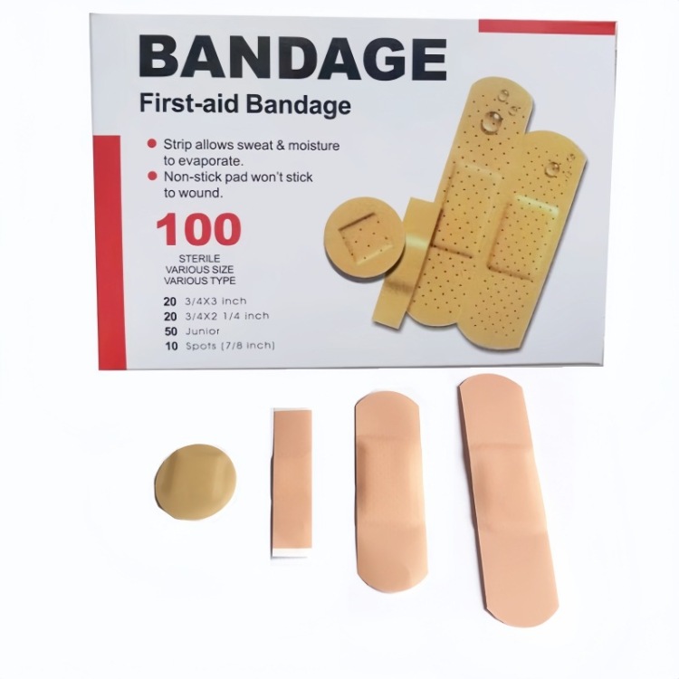 Four-piece set of English packaging band-aids, bandages, breathable nose bridge stickers, acne stickers, round stickers, for export