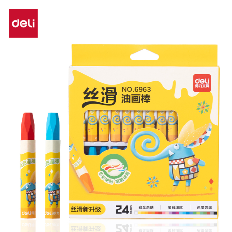 Deli Crayon Children's art painting supplies: Smooth Hexagonal 24-color oil pastels Application Scenario