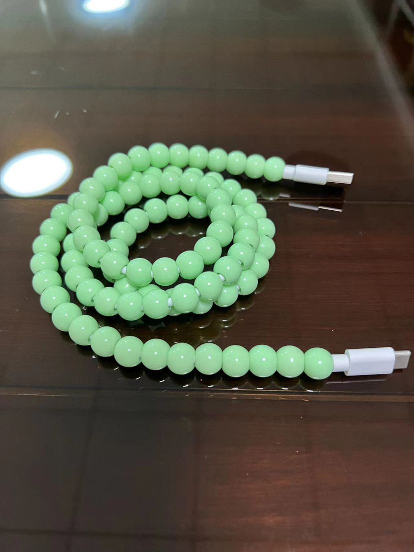 Green acrylic bead data cable for Android, Apple and Huawei Specification image
