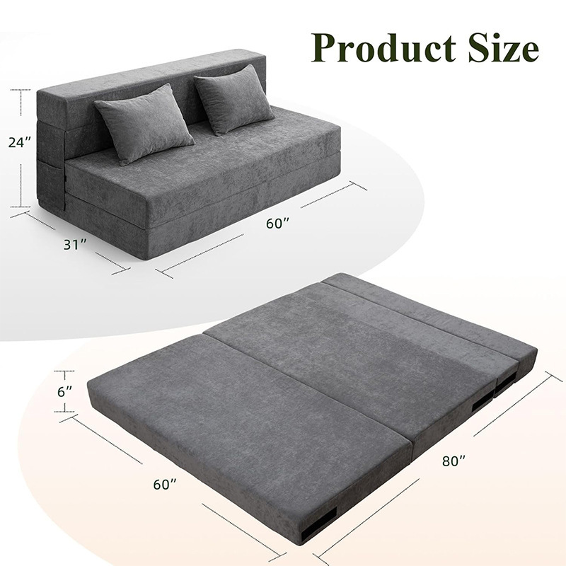 Amazon living room, single and double dual-purpose multi-functional simple tatami, adult bedroom, lazy sofa bed, foldable Specification image