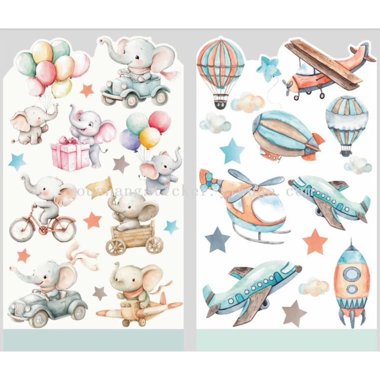 Watercolor cartoon wall stickers for children's rooms, self-adhesive decorative stickers with various patterns that can be removed from the wall Specification image