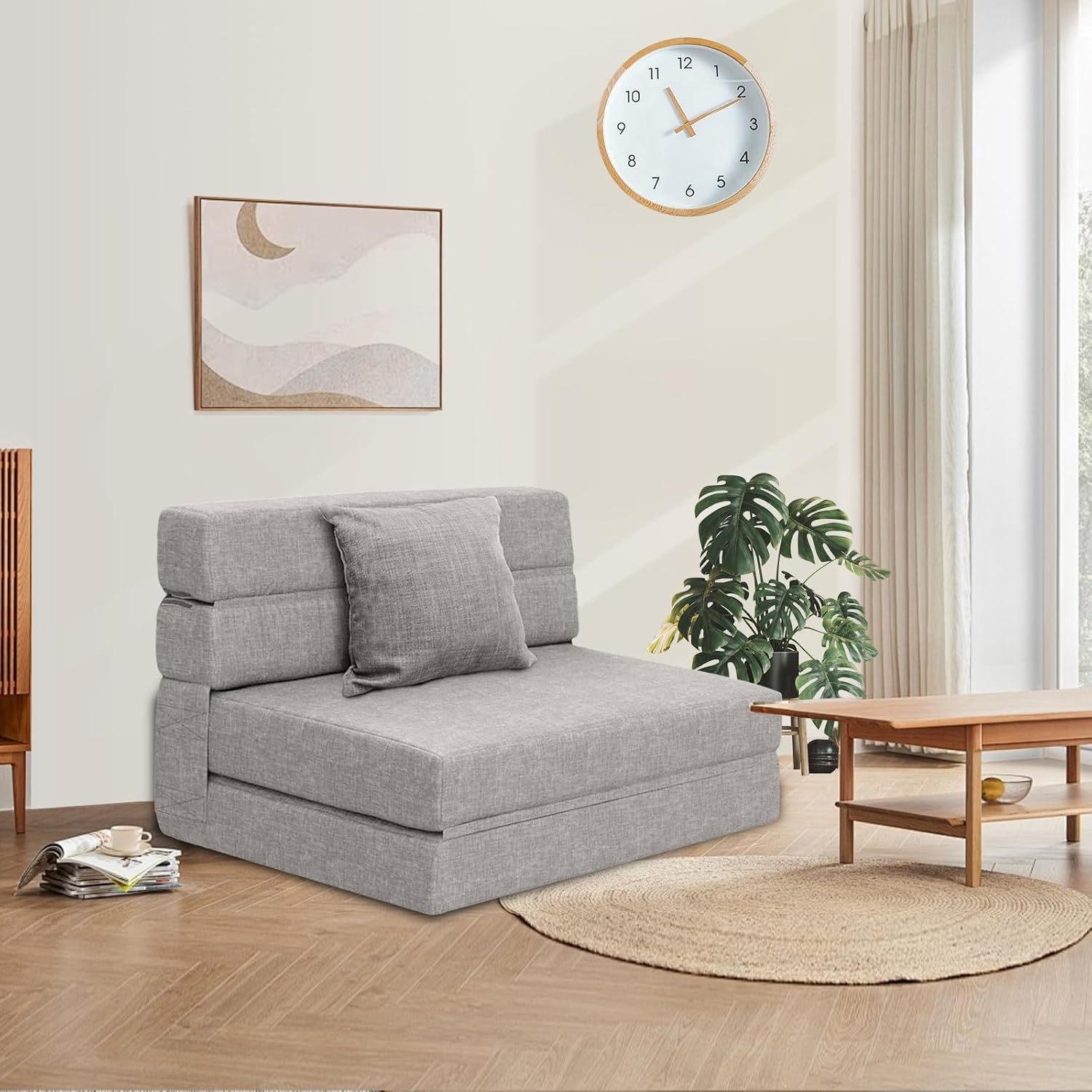 Foldable bed, single and double vacuum compression tatami, simple lazy sofa bed for small living room