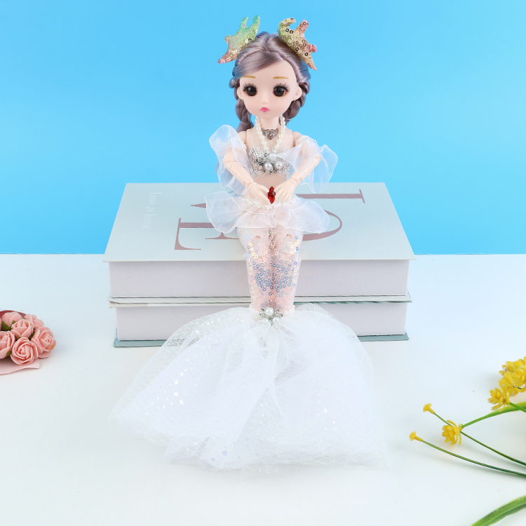 30 cm Barbie doll toy, cartoon multi-joint intelligent music, mermaid doll, girl toy, children's princess doll, wedding doll, house play, birthday gift item Specification image