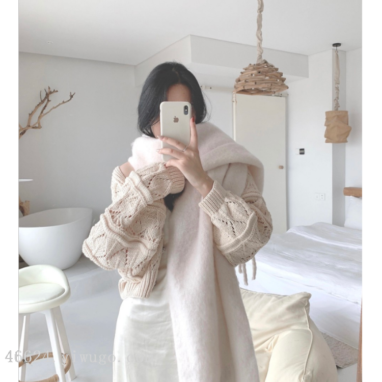 Cross-border scarf wholesale e-commerce live-streaming supply chain supply of macaron thick beard scarves details Picture