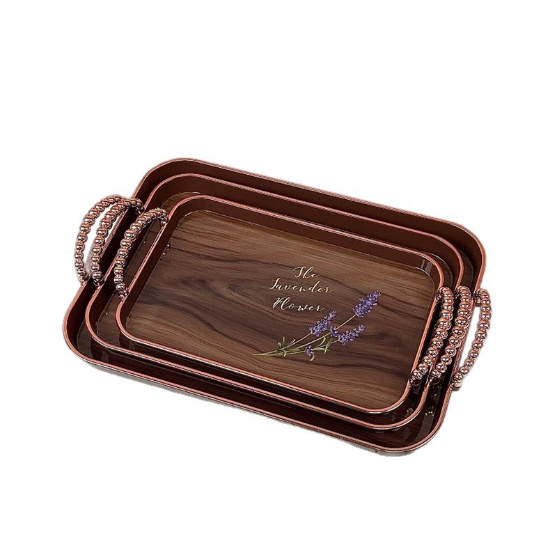 Fruit tray set, wood-grain rectangular fruit tray, plastic for living room, dining room, coffee, hotel, cross-border stock, quick delivery Application Scenario