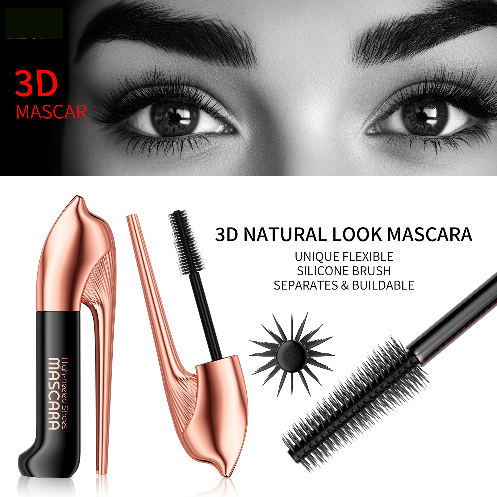 High-heel mascara - mascara primer - waterproof, long, thick and curly, non-fading women's mascara Application Scenario