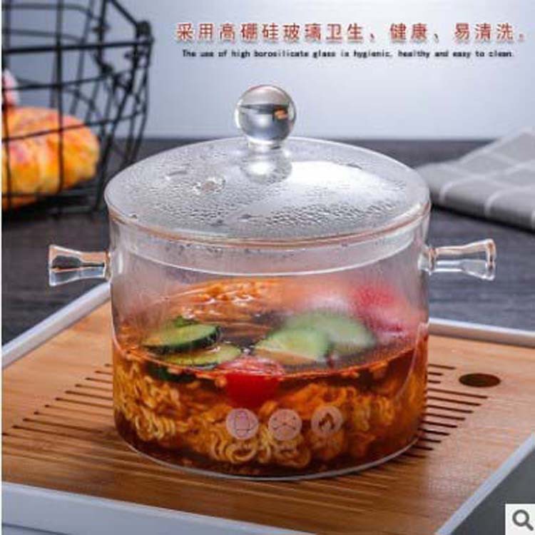 Household glass bowl, heat-resistant lid, instant noodle bowl, transparent salad bowl, creative microwave heating bowl, boiling water and cooking noodles Specification image
