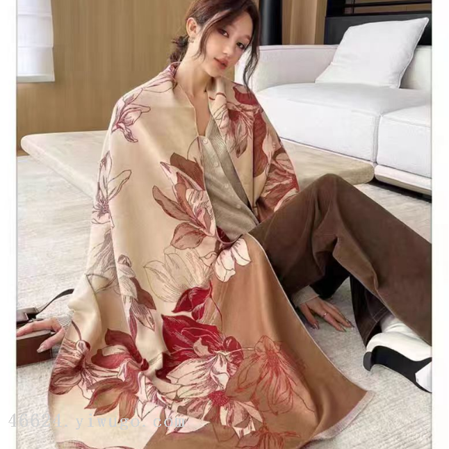Wholesale of cross-border scarves in stock, e-commerce live streaming, supply chain, online style, high-quality high-speed jacquard series, ginkgo details Picture