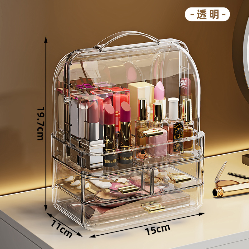 Cosmetics storage box desktop, large-capacity drawer-type skin care product rack, dressing table, lipstick and eyebrow pencil organization box Specification image