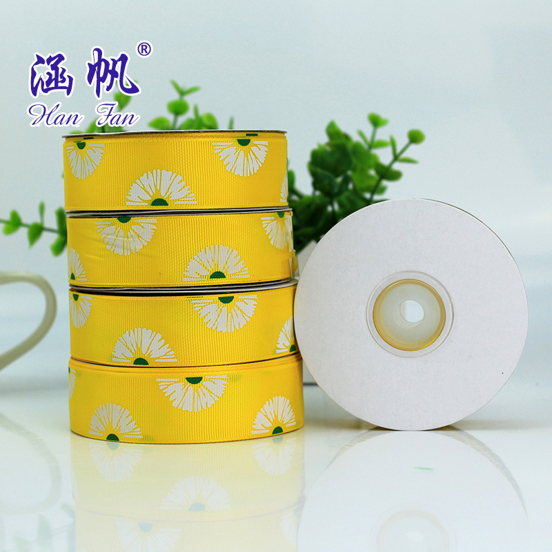 Customized wholesale printed ribbed ribbons, small floral ribbed ribbons, DIY handcrafted bows, children's hair accessories