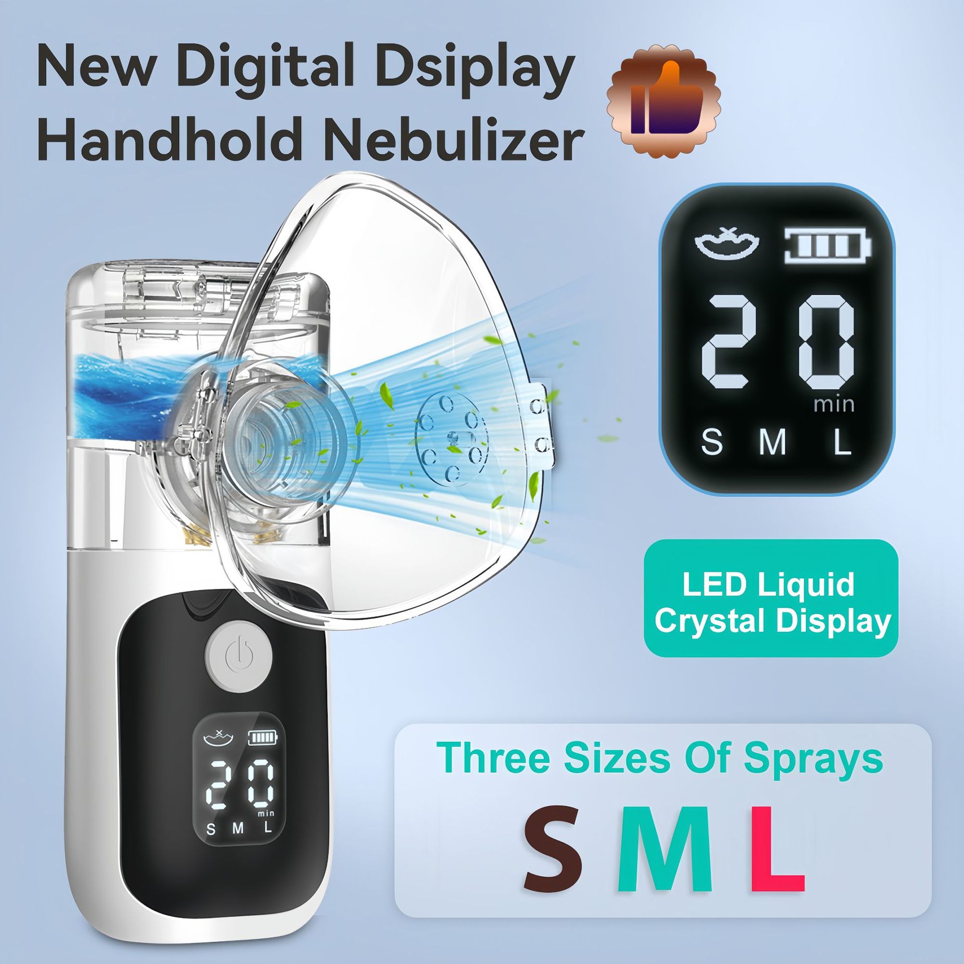 Portable handheld nebulizer for foreign trade, digital display nebulizer, home nebulizer for adults, children and infants full figure