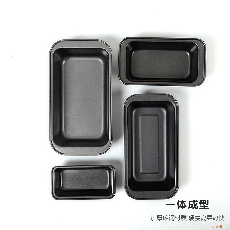 Black rectangular carbon steel non-stick bread mold, household cake mold, toast box, bread baking tray details Picture