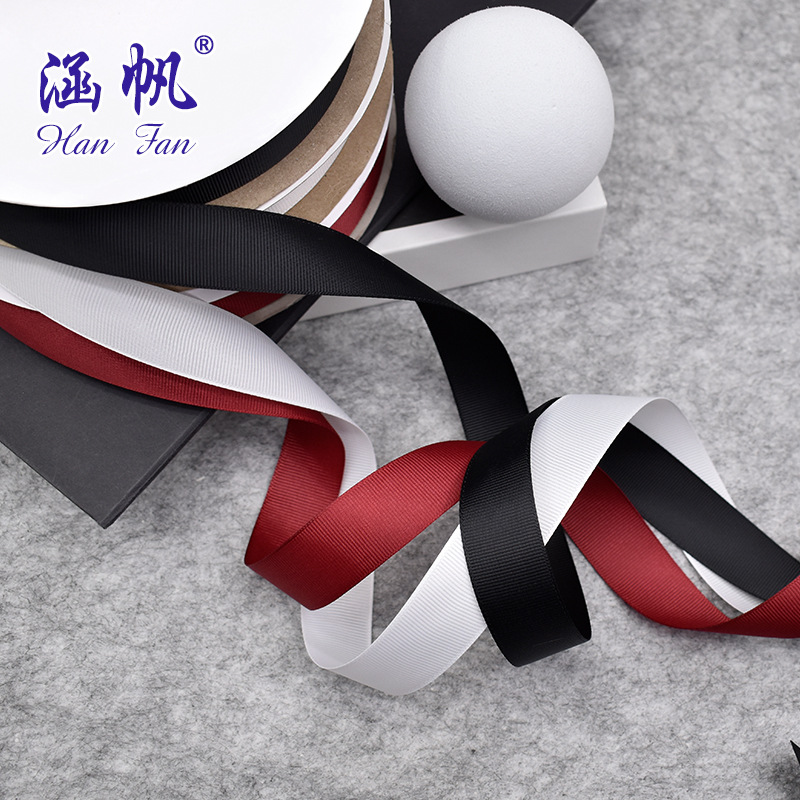 2.5cm ribbed ribbon flower gift binding, 8-inch horizontal and plain striped ribbons, printable factory special price direct sale details Picture