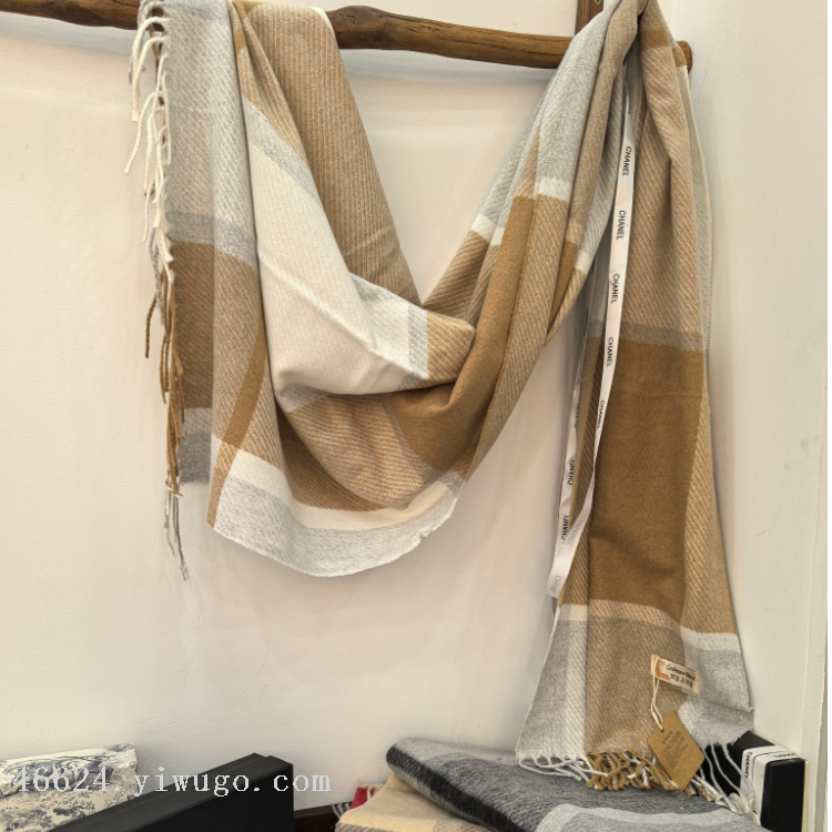 Cross-border scarf wholesale, e-commerce live streaming, supply chain, cash on delivery, wool series, coarse thread, grid, wool grid Specification image