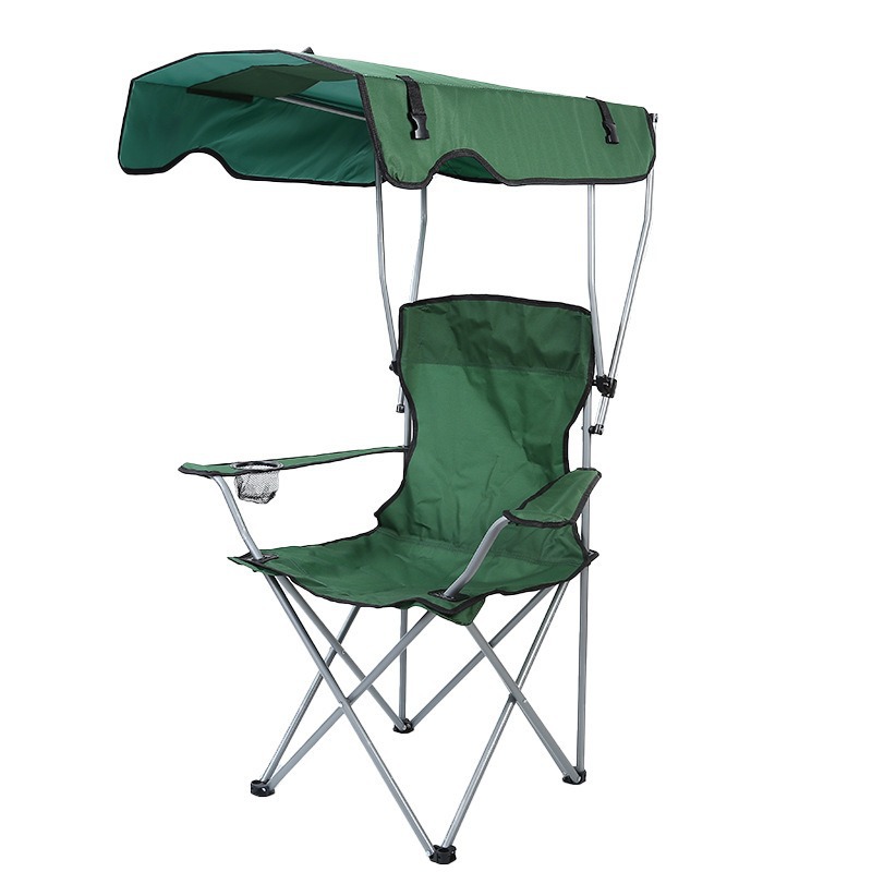 Cross-border foreign trade outdoor armchair with canopy, beach chair, portable sunshade folding fishing chair, sun protection outdoor chair