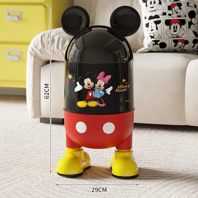米奇联名款卡通垃圾桶2025新款大容量带翻盖收纳桶家用客厅厨房细节图