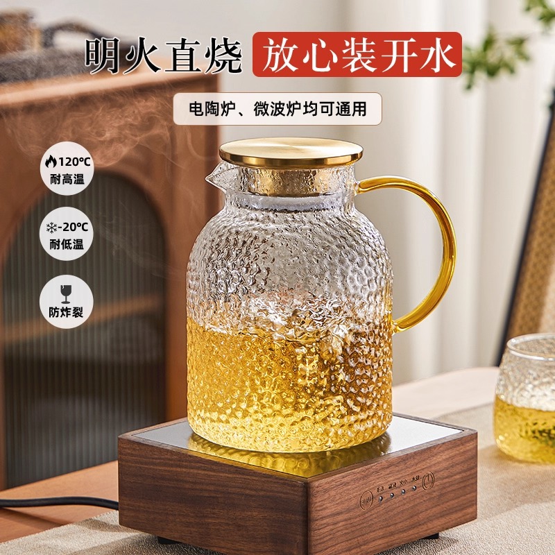 玻璃壶/玻璃水壶/玻璃凉水壶/琉璃果汁缸/条纹壶产品图