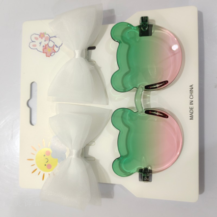 儿童发夹眼镜套装领结发夹可爱女童发饰小熊墨镜