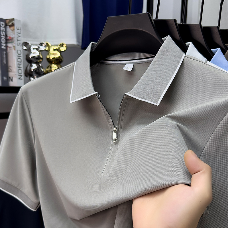 26 Summer Men's polo shirt short-sleeved new ice silk breathable business casual lapel business top for men Item Picture