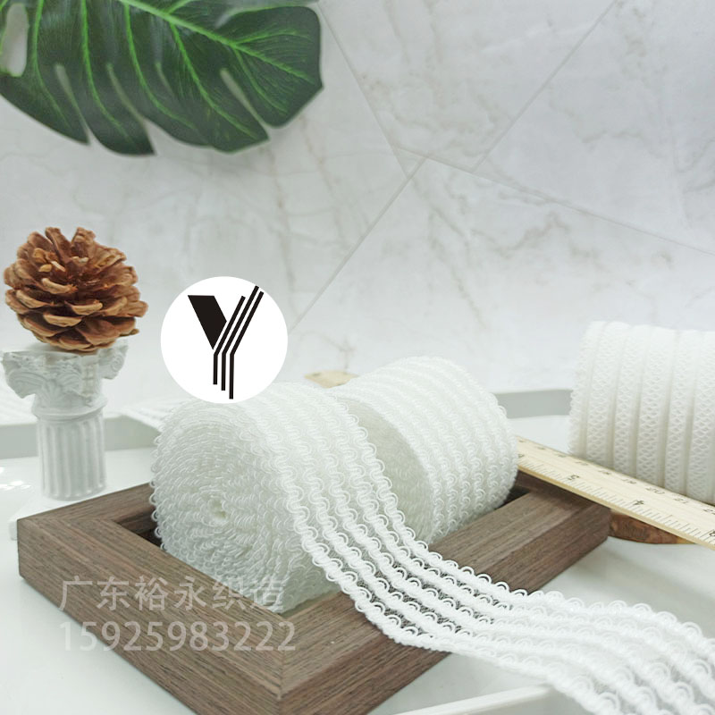 Factory direct sales of S-shaped fish-thread elastic band bras, mesh perforated elastic woven bands, loop underwear and clothing accessories details Picture