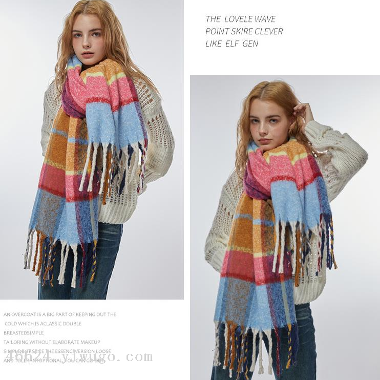 Wholesale scarves, e-commerce live streaming, supply chain supply, cash payment of 88 cotton candy series, colorful checkered thick beard Application Scenario