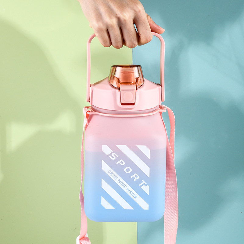 方糖大肚杯水杯夏季女大容量塑料高颜值吸管杯水壶耐高温运动杯子