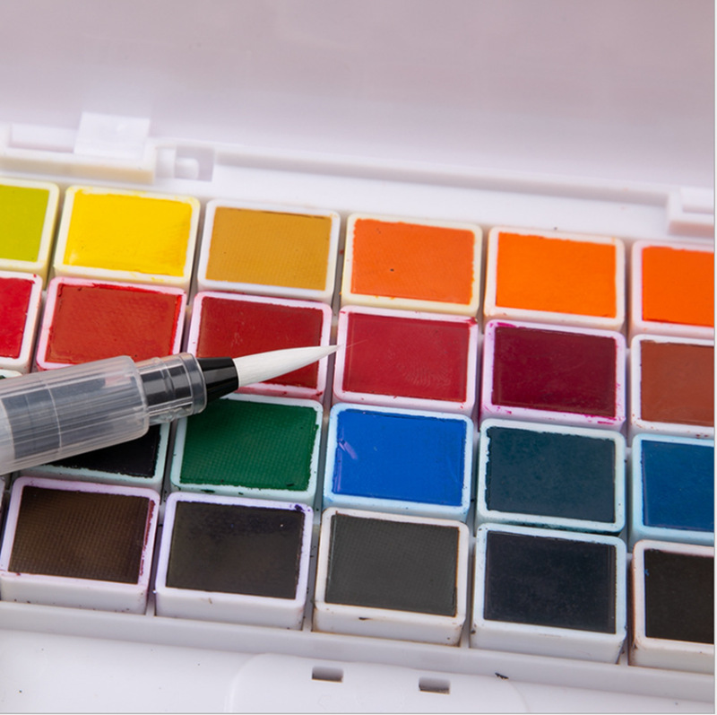 Italian Rafael Solid watercolor 36-color gouache, beginner's powder compact art solid watercolor portable Application Scenario