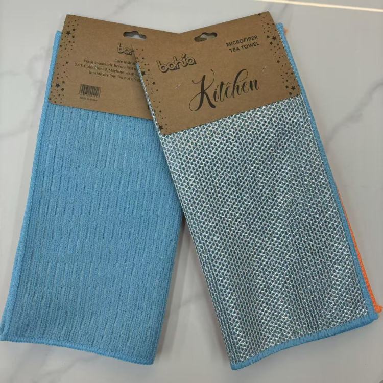 Double-sided design, a two-in-one dishwashing and scrubbing cloth for removing stains and cleaning, which won't damage the POTS and pans details Picture