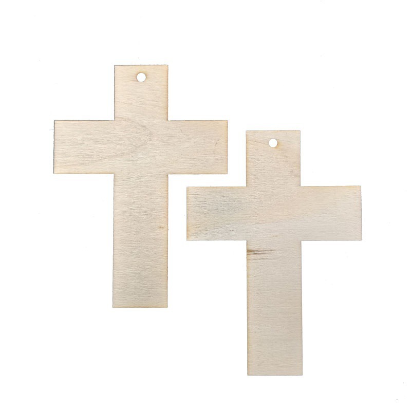 DIY wooden blank cross pendant unfinished Thanksgiving and Christmas family party decoration tag details Picture
