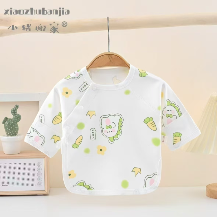 Newborn half-back clothes, baby boneless tops, cotton clothes for spring, autumn and summer, baby clothes for all four seasons, and long autumn clothes for newborns details Picture
