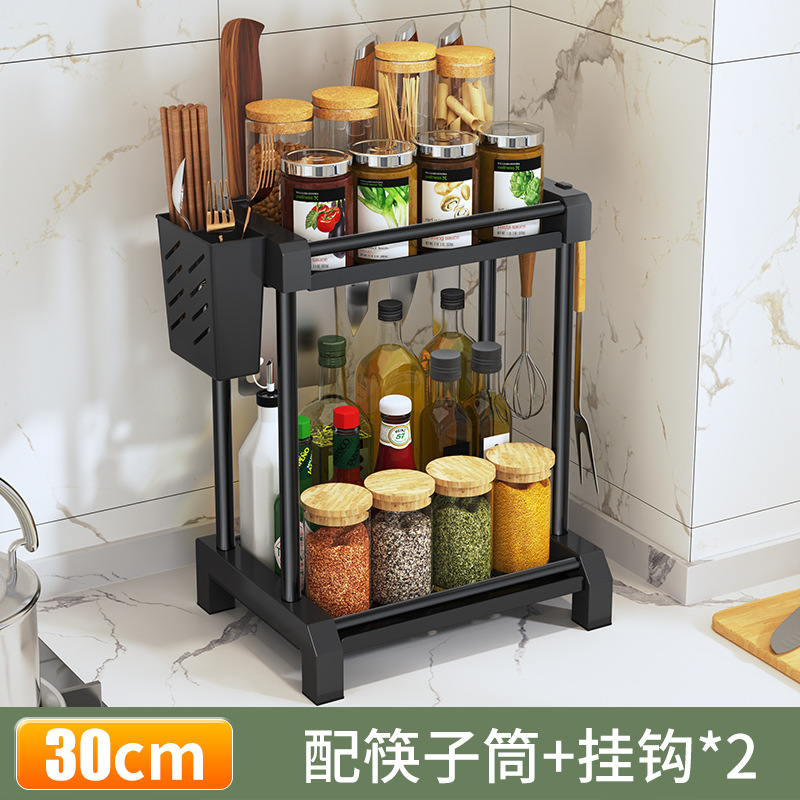 Kitchen storage rack, floor-standing seasoning rack, multi-layer corner household kitchen tabletop, soy sauce seasoning storage rack Item Picture