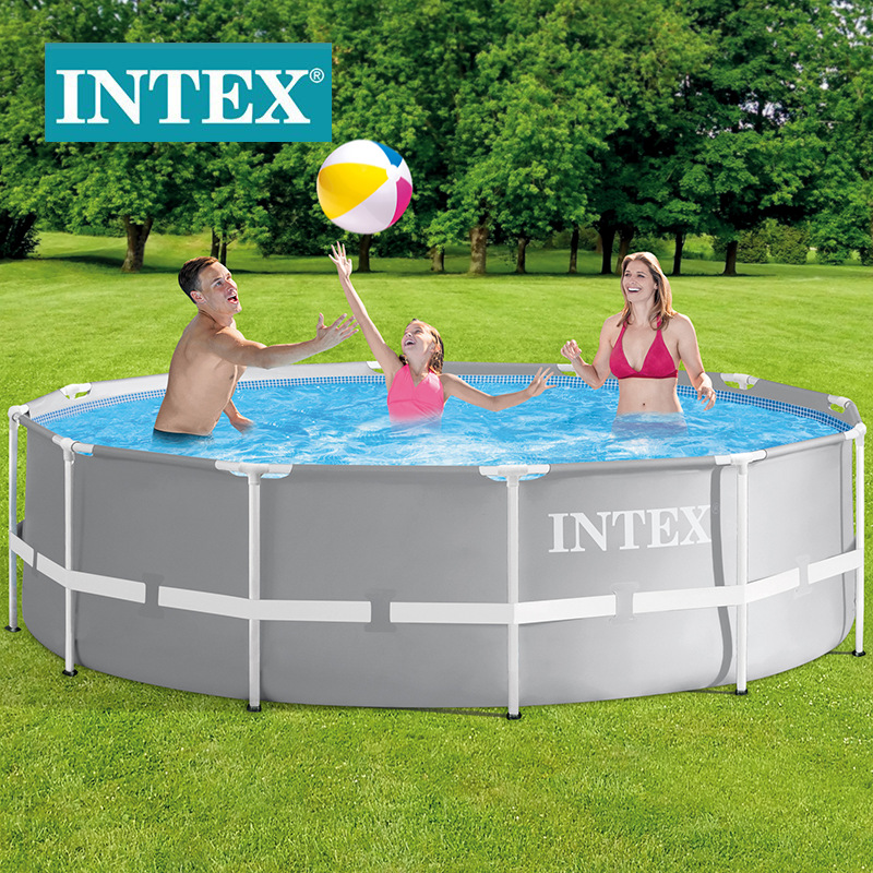 INTEX26716 Outdoor swimming pool 10-foot grey circular tube frame water pool set, children's water play pool wholesale details Picture