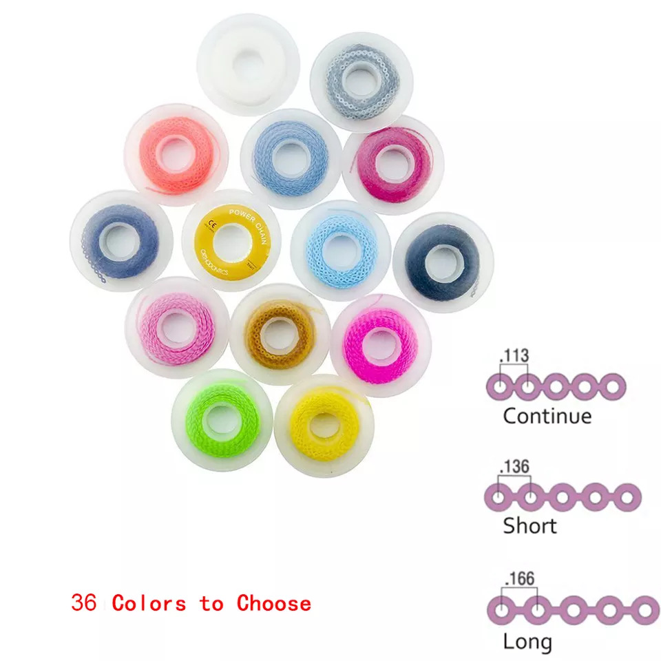 Orthodontic rubber chains of various specifications, dental correction rubber chains, dental colored chain rings, rubber materials, dental consumables details Picture