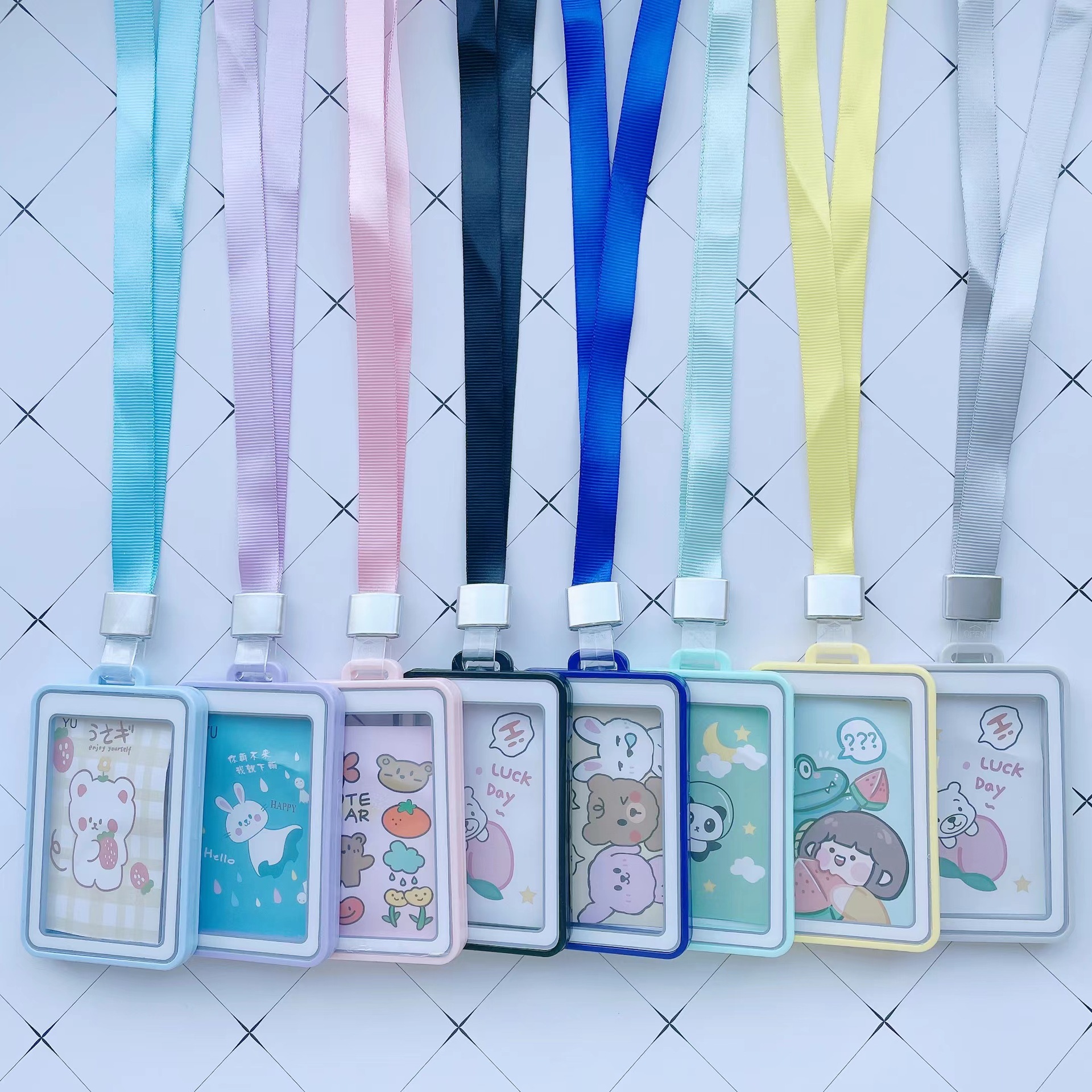 Cute cartoon pendant, easy-pull buckle, ID card holder, tag rope, hanging rope, card holder