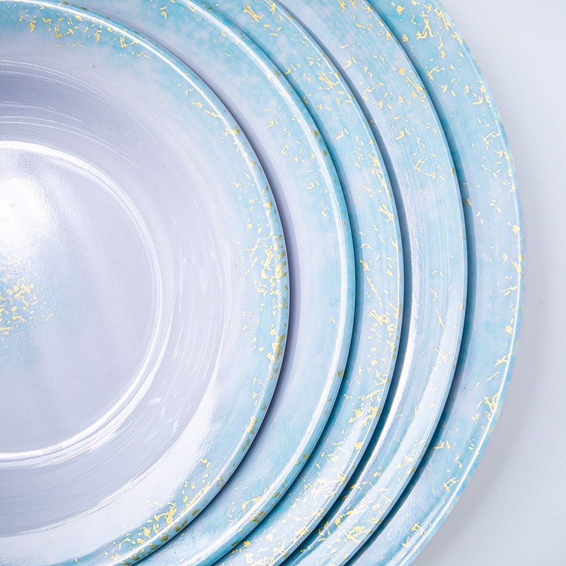 Melamine tableware, round plates, imitation porcelain cooking plates, shallow plates, dinner plates, saucers, best-selling products in foreign trade details Picture