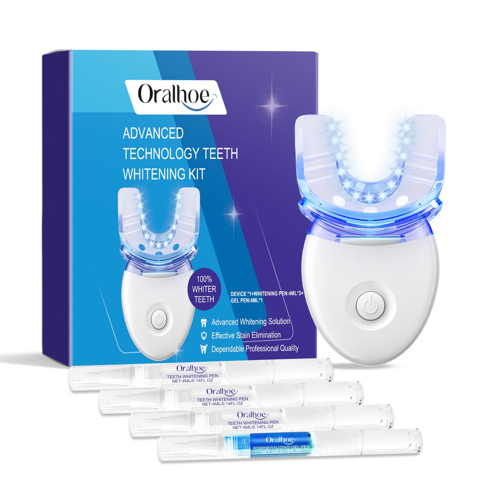 Portable home dental care set for cleaning bad breath and protecting teeth. English packaging Application Scenario