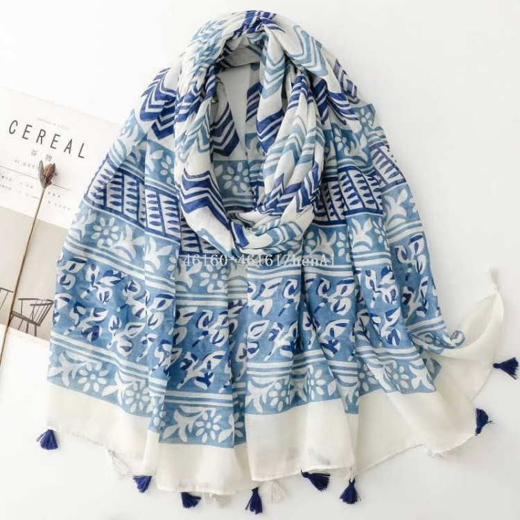 New printed long scarves for cross-border export, live-streaming e-commerce, wholesale supply chain of scarves Application Scenario