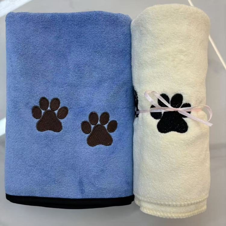 Pet embroidered bath towel 40*80cm, soft, absorbent and quick-drying towel, cat and dog bathing and grooming towel details Picture