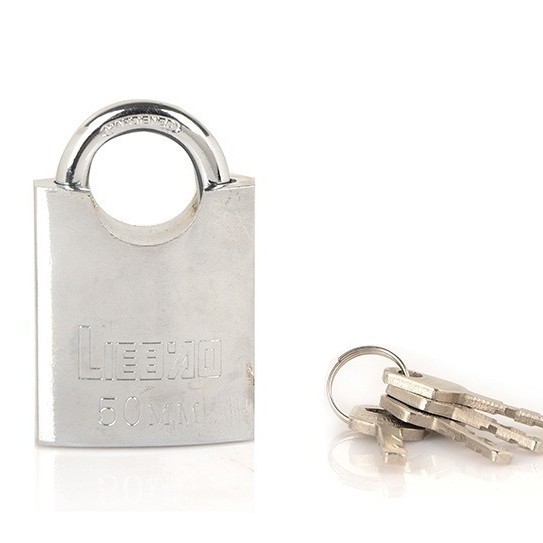 Durable and sturdy silver padlock, 50MM brass small lock head, anti-theft and anti-picking household safety lock, 70mm size details Picture